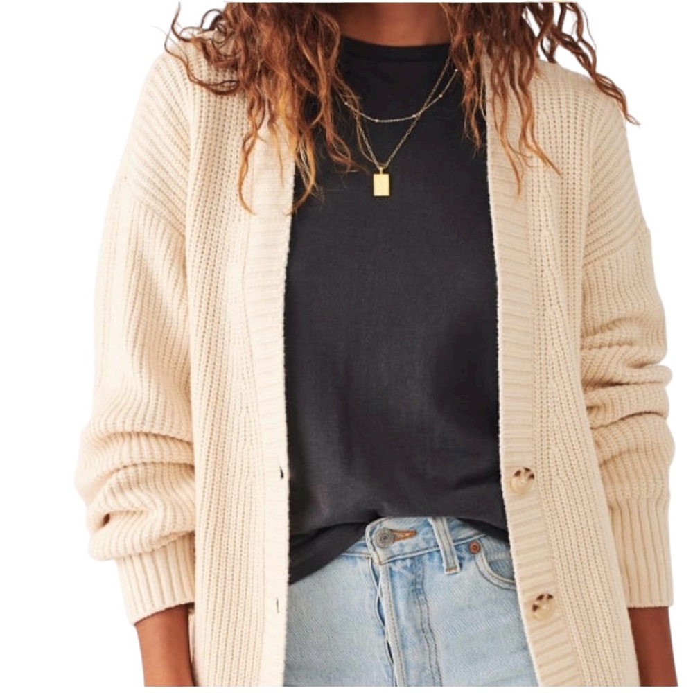 Faherty Boyfriend Cardigan Small Natural / Cream - Picture 14 of 15